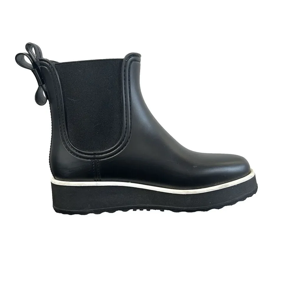 Kate Spade New York Malcolm Rain Boots Womens Booties Black Platform Size US 8 M
